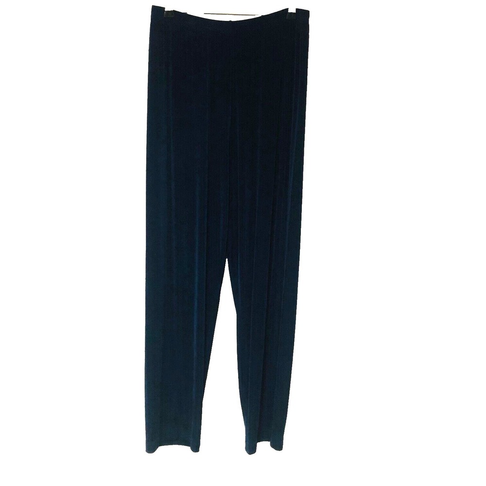 Picadilly Womens Navy Slinky Knit Crop Pants M Office Minimalist Packable‎ Relax